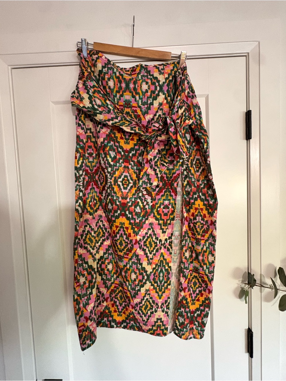 Zara Pink Green Yellow Geometric Swim Sarong